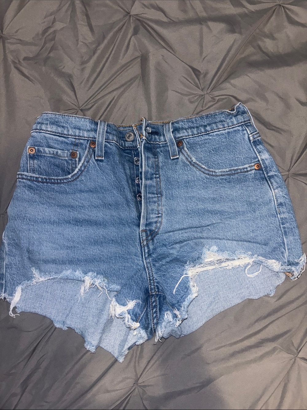 Levi's Distressed Light Blue Denim Shorts
